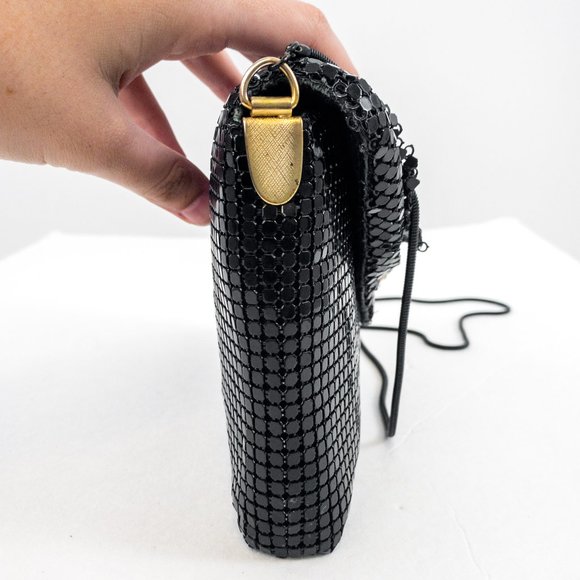 Vintage 70s Chainmail Embellished Purse Black - Picture 4 of 12